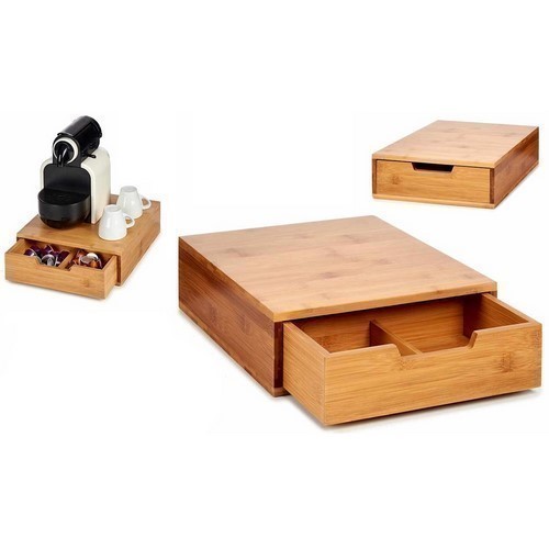 SOPORTE CAFETERA KINVARA BAMBU C/CAJON CAPSULAS